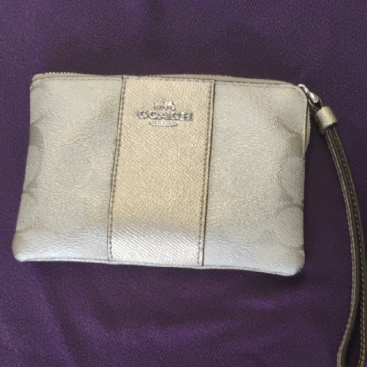 Coach Champagne Metallic Wristlet